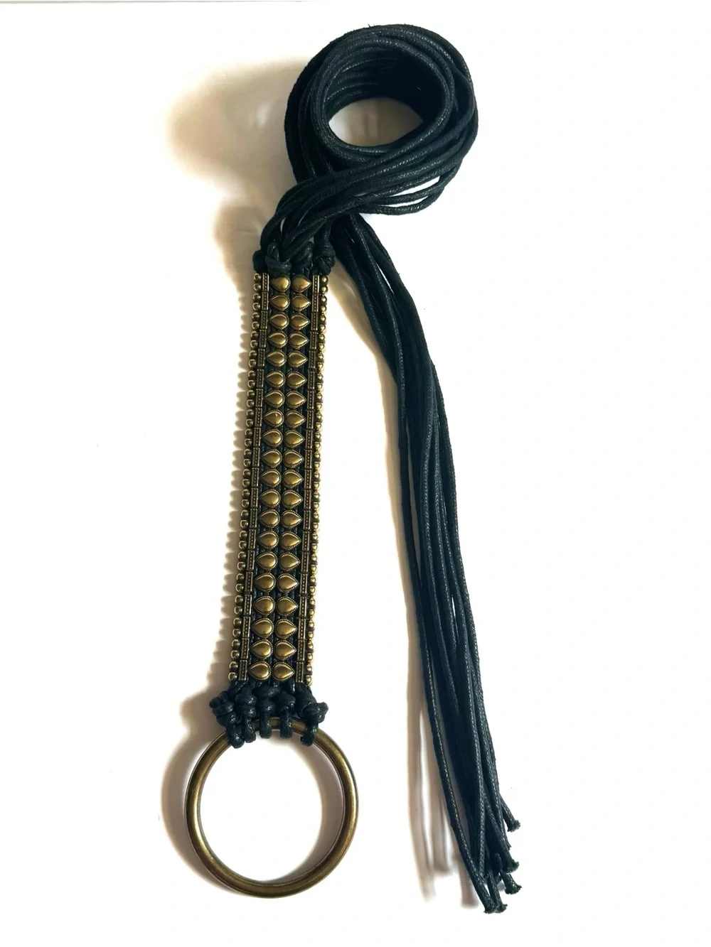 Free People Black Juniper Wrap Belt Fringe Studded Boho Festival One Size READ